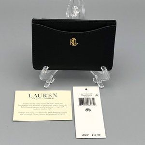 NWT Ralph Lauren Slim Leather Card Case Black